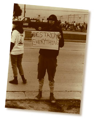 [Wreck society through direct action by destroying its institutions and the men who serve it...]